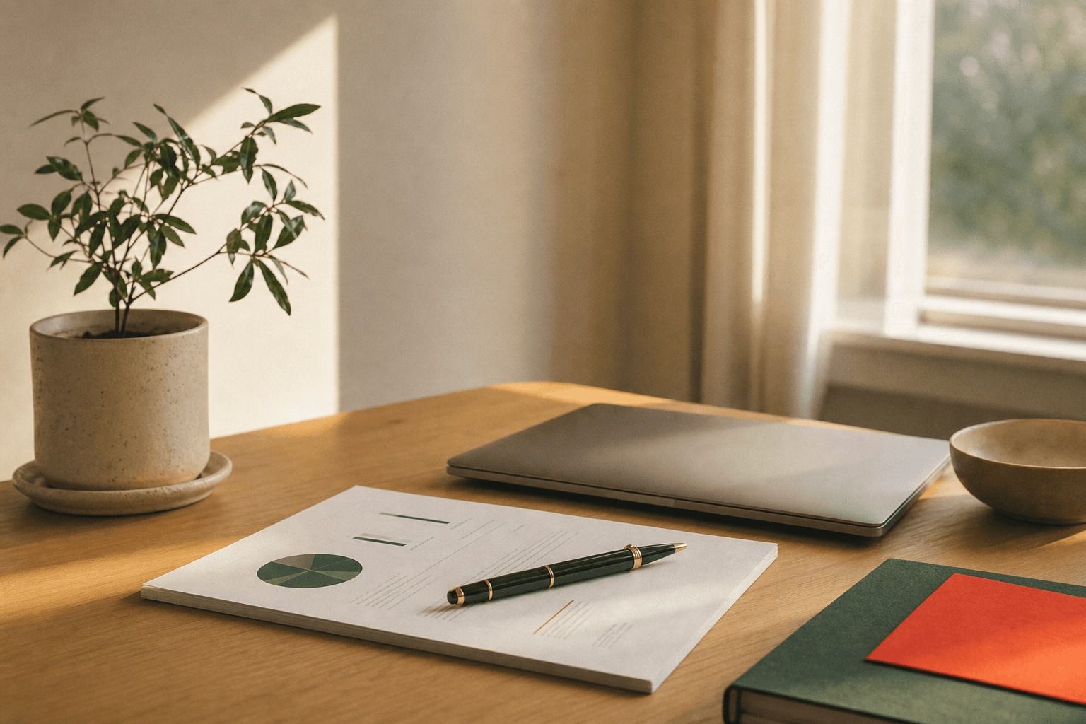 A calm desk with a single clean report, the work already done
